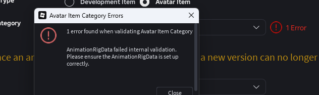 AnimationRigData Failed Internal Validation - Platform Usage Support ...