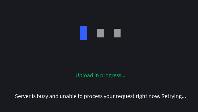 Unable to publish, "Server is busy and unable to process your request ...