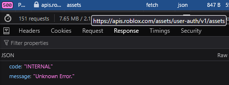 Asset fail to upload (error 500/403) - Studio Bugs - Developer Forum ...