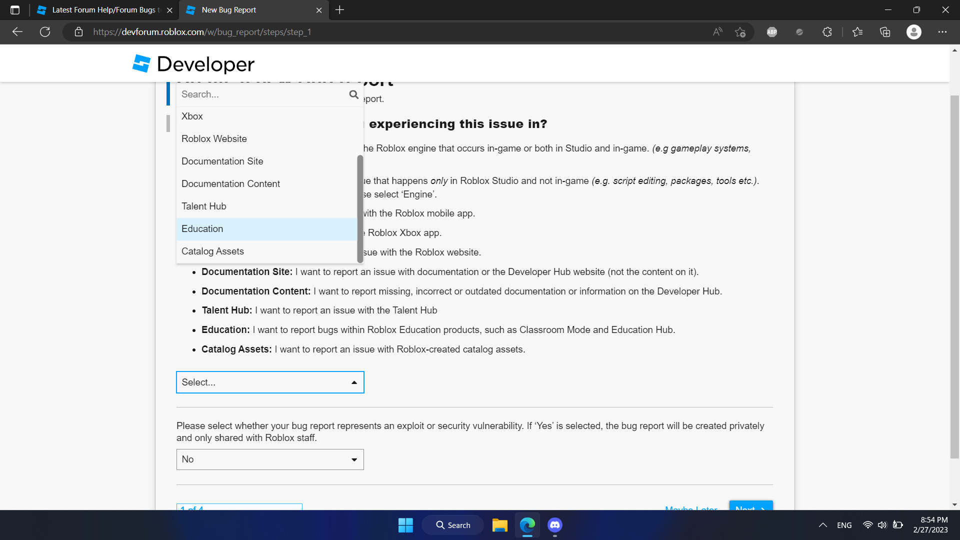 Bug Report Wizard Dropdown Button Choices Appearing In Incorrect ...