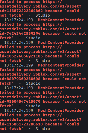 MeshContentProvider failed to process - Studio Bugs - Developer Forum ...