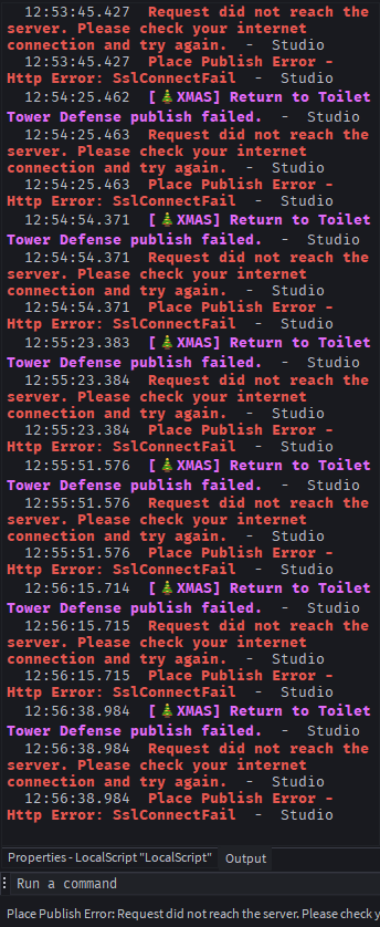 "Publish to Roblox As" failed (Place Publish Error - Http Error ...