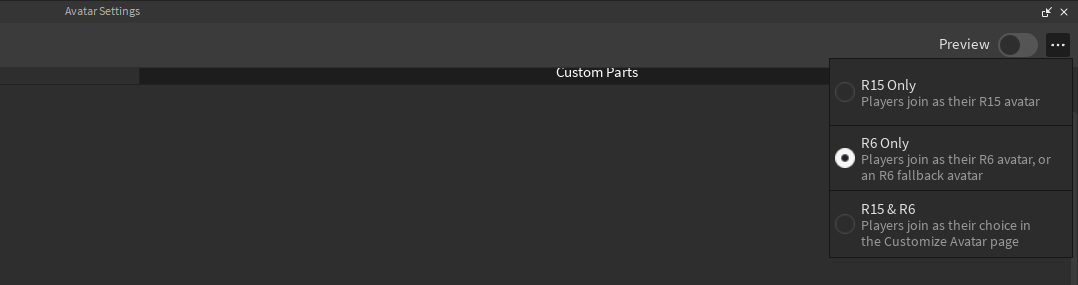 Unable to use R6 avatar over R6/R15 hybrid avatar - Platform Usage ...