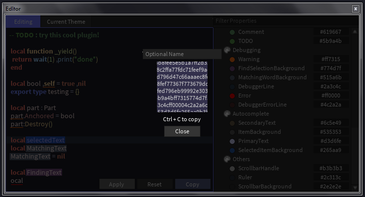 Schemes+ ,plugin to easily edit your script editor - Community ...