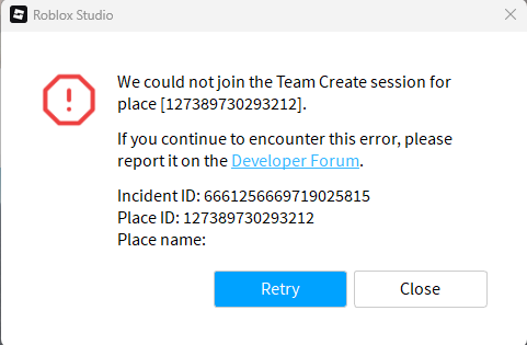 It wont let me join team create - Studio Bugs - Developer Forum | Roblox