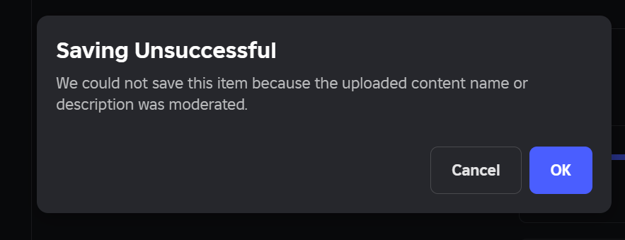 UGC] Links to Groups or other items getting moderated in Item