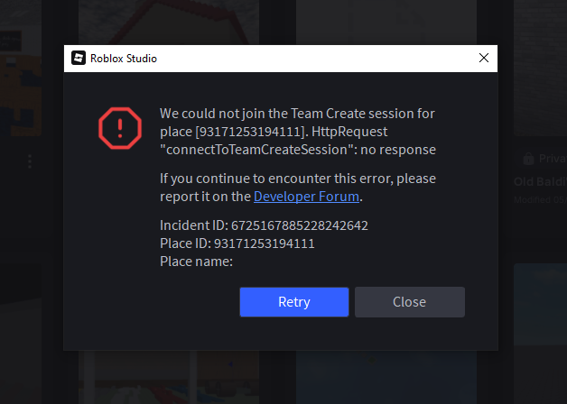 Can't connect to ROBLOX Studio Editing Session - Studio Bugs ...