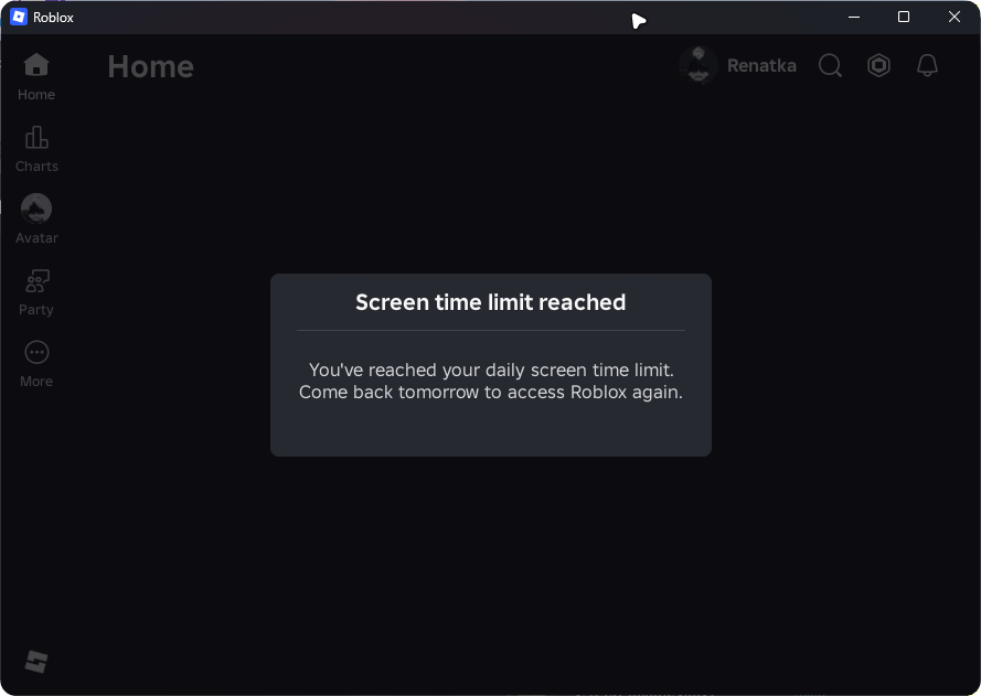 Roblox Inspection Time The screen time limit was set without my consent - Roblox Application ...