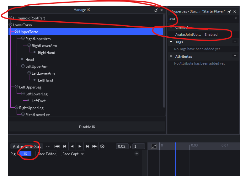 Animation Editor IK Body Part Mode Missing When spawning avatar after ...